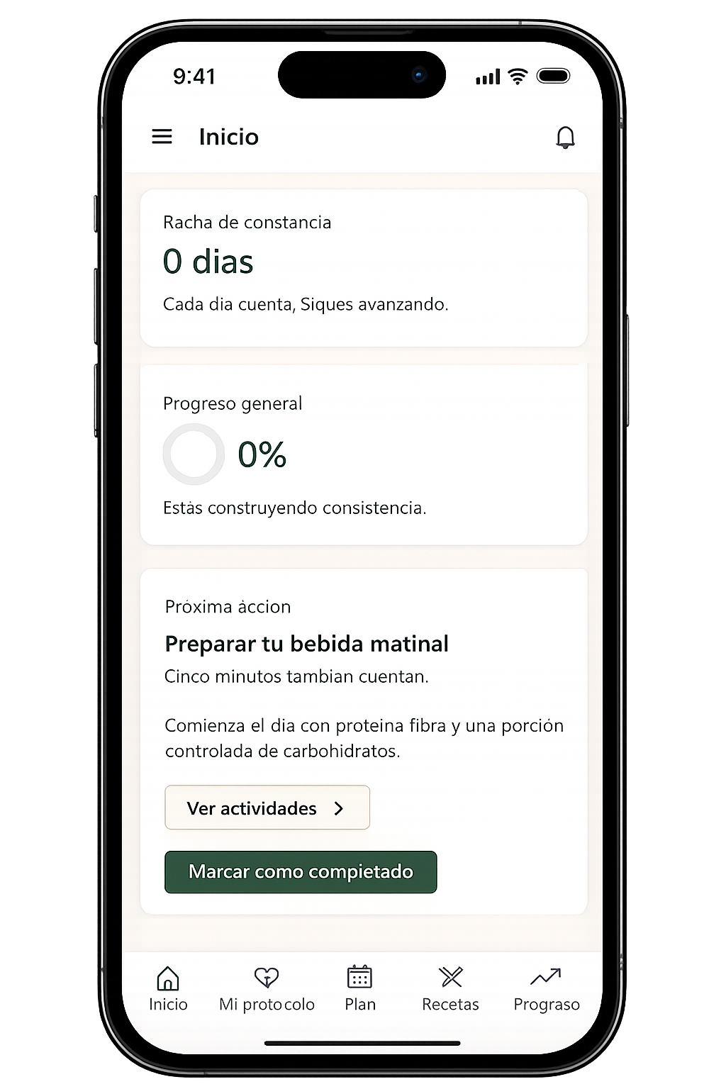 Menú del app
